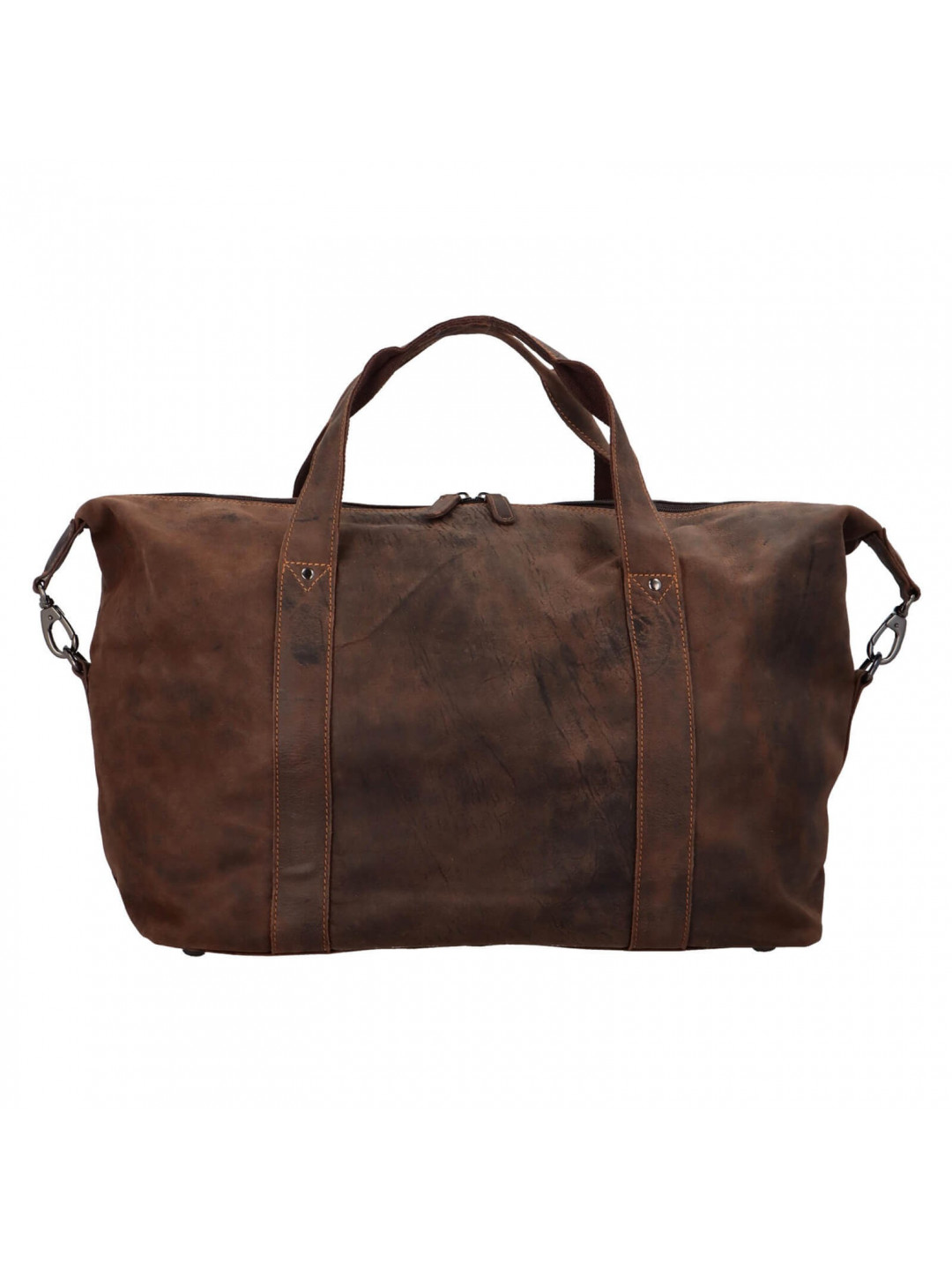 Kožená cestovní taška Greenwood Trevis – tmavě hnědá